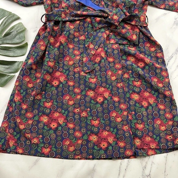 R Michael Alan Womens Vintage 3 Piece Pajama Set Size M NOS Red Blue Robe Pjs - Picture 3 of 16